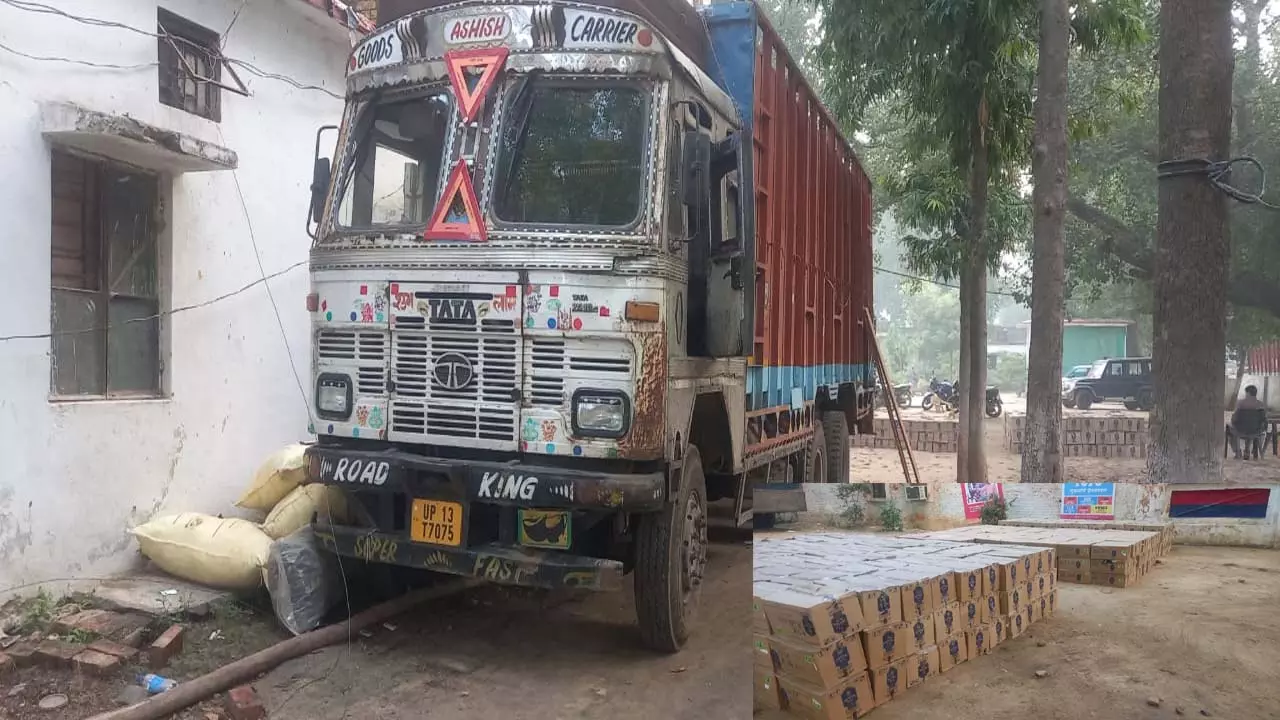 STF and police caught a truck carrying English liquor, 550 boxes of liquor worth Rs 40 lakh recovered