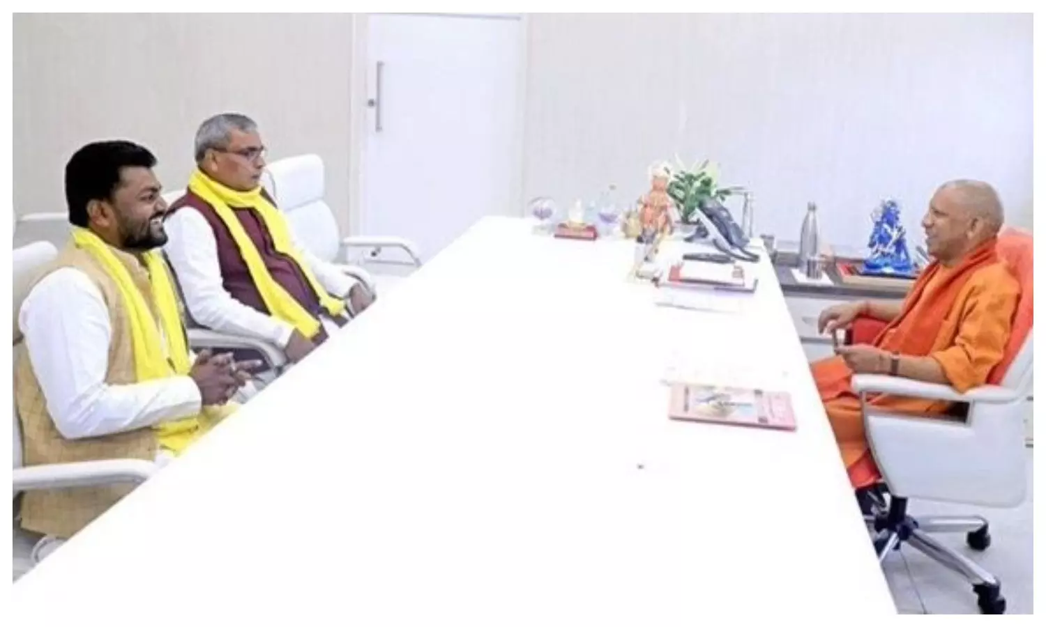 Chief Minister Yogi Adityanath and SubhaSP President Om Prakash Rajbhar