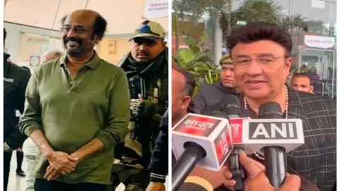 Anu Malik-Rajinikanth Spotted at Lucknow Airport