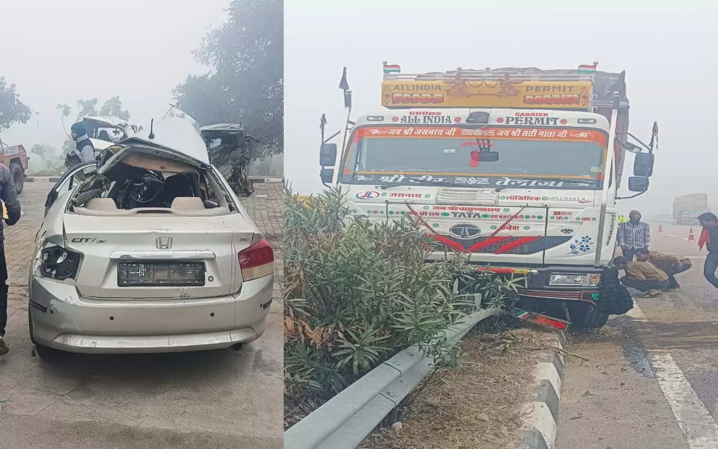 Two people died in a road accident on Agra-Lucknow Expressway