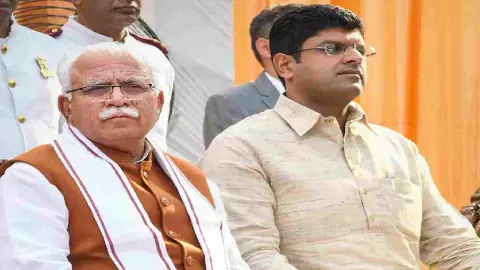 Haryana CM Manohar Lal Khattar and Deputy CM Dushyant Chautala
