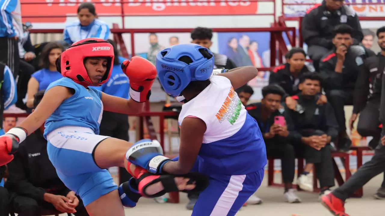Fighters from various universities showed their strength on the second day of Kick Boxing Championship in Meerut
