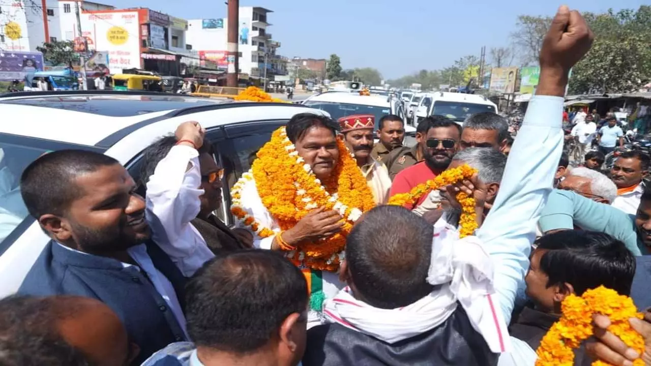 BJP candidate welcomed in Jan Ashirwad program, MP Ravinder Kushwaha got ticket for the third time