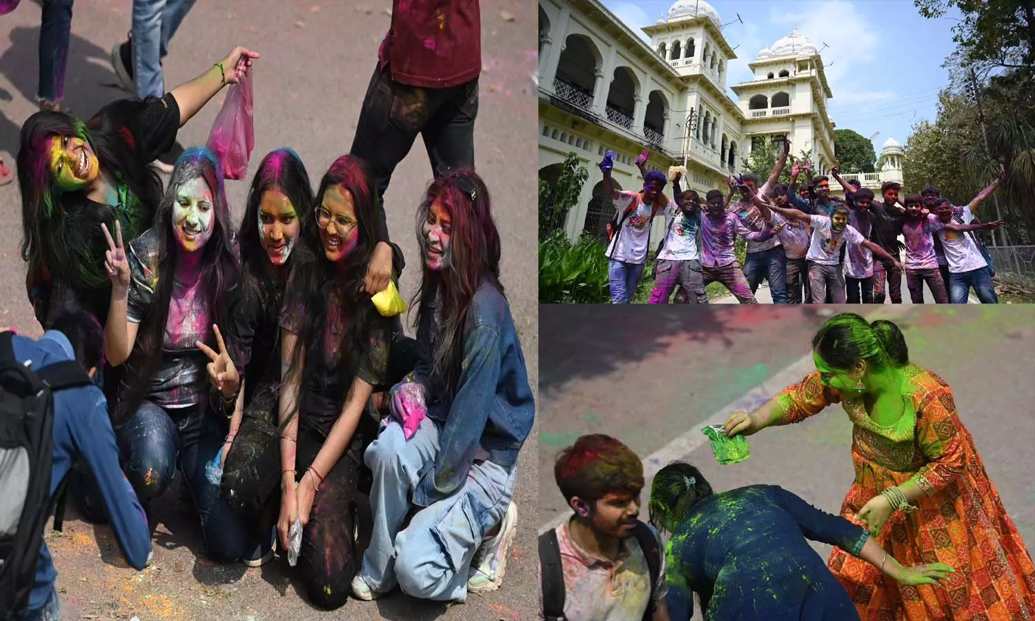 Students played Holi with great pomp in Lucknow University on Thursday