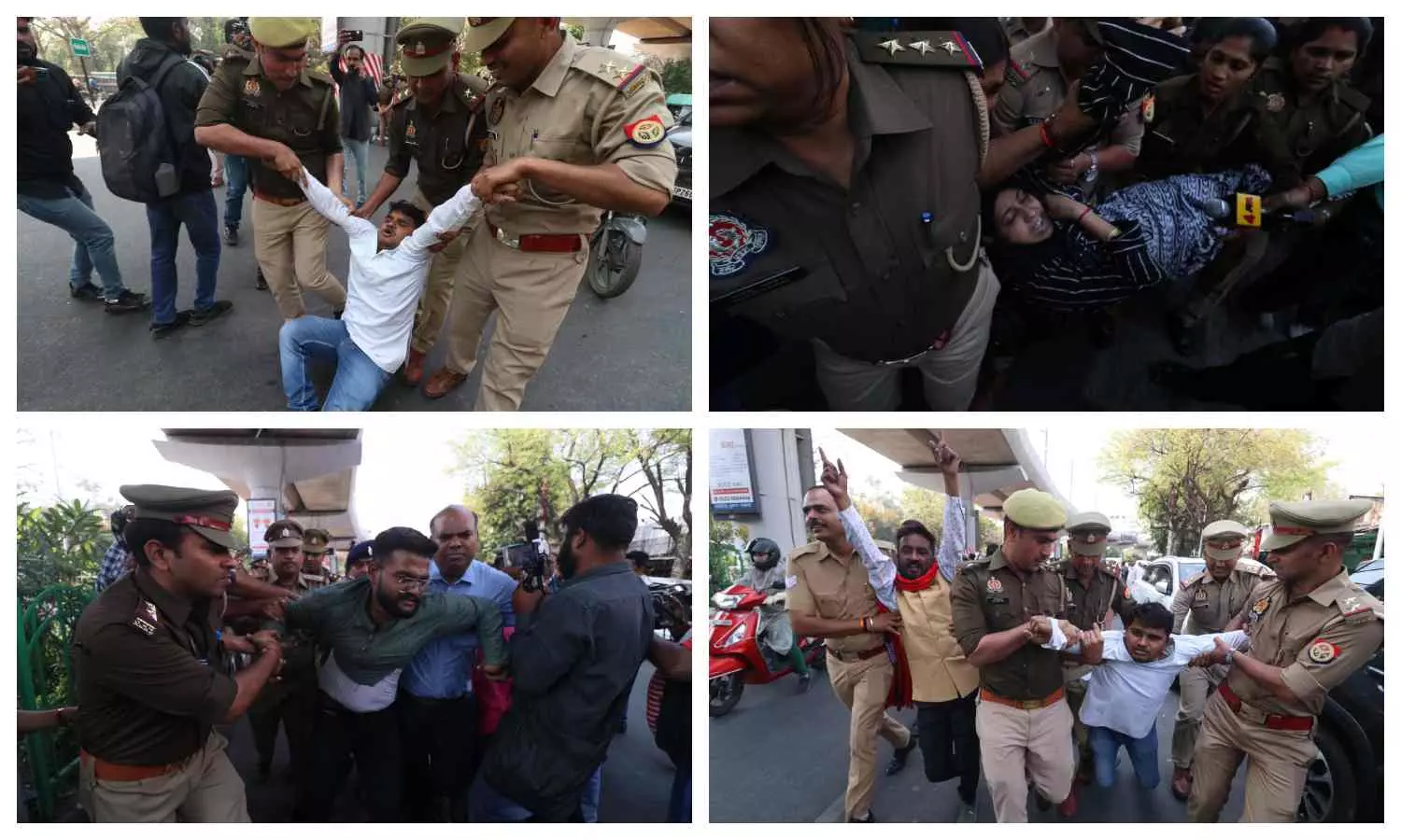 aap protest, cm arvind kejriwal arrest, lucknow news, aap leaders protest in lucknow