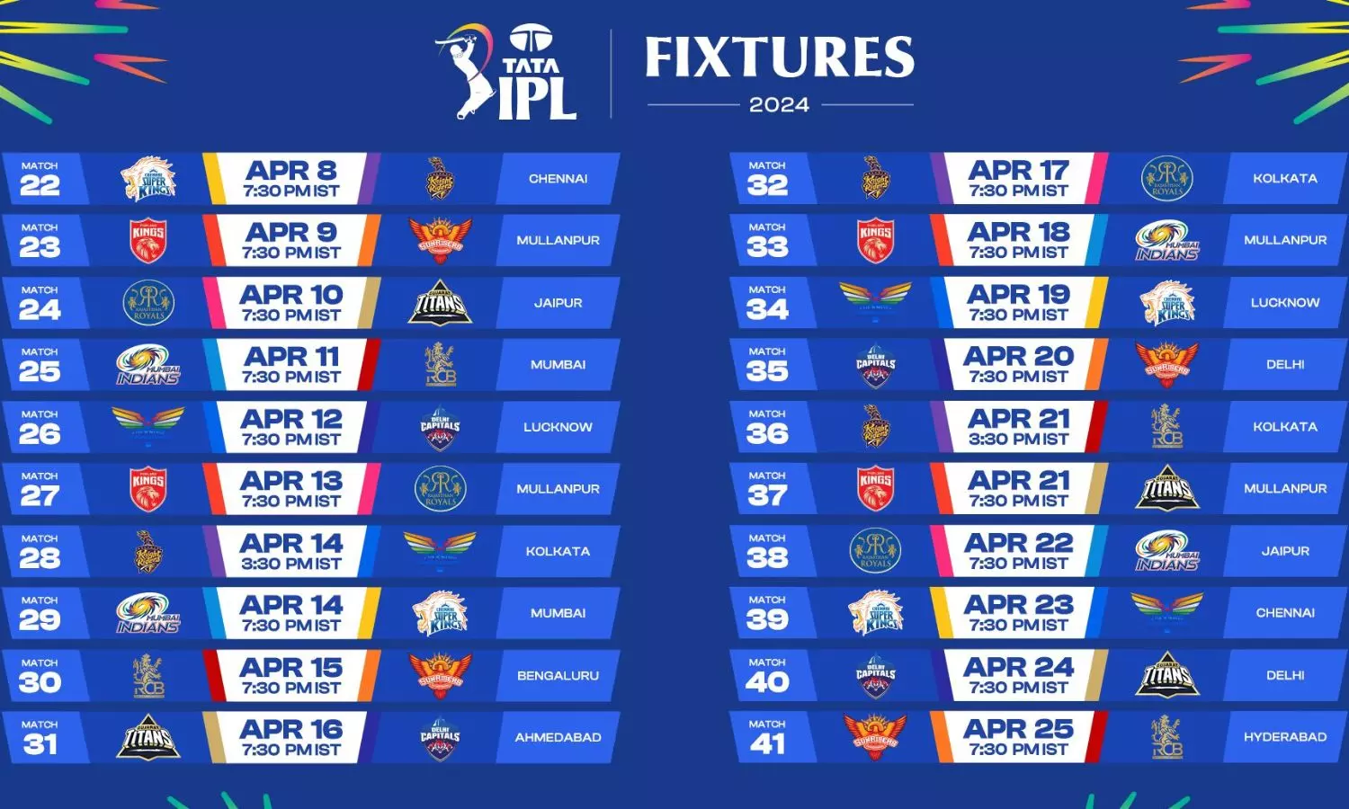 IPL Full 2024 Schedule