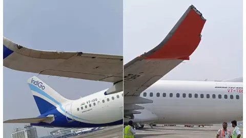 Newstrack Hindi News, indigo aircraft graze air india plane, indigo aircraft graze