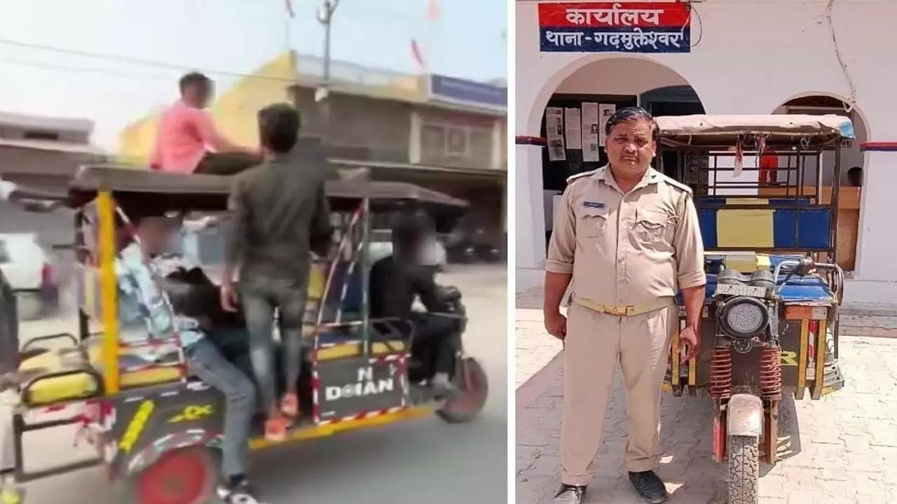Youth performed stunt on e-rickshaw, police took action on viral video