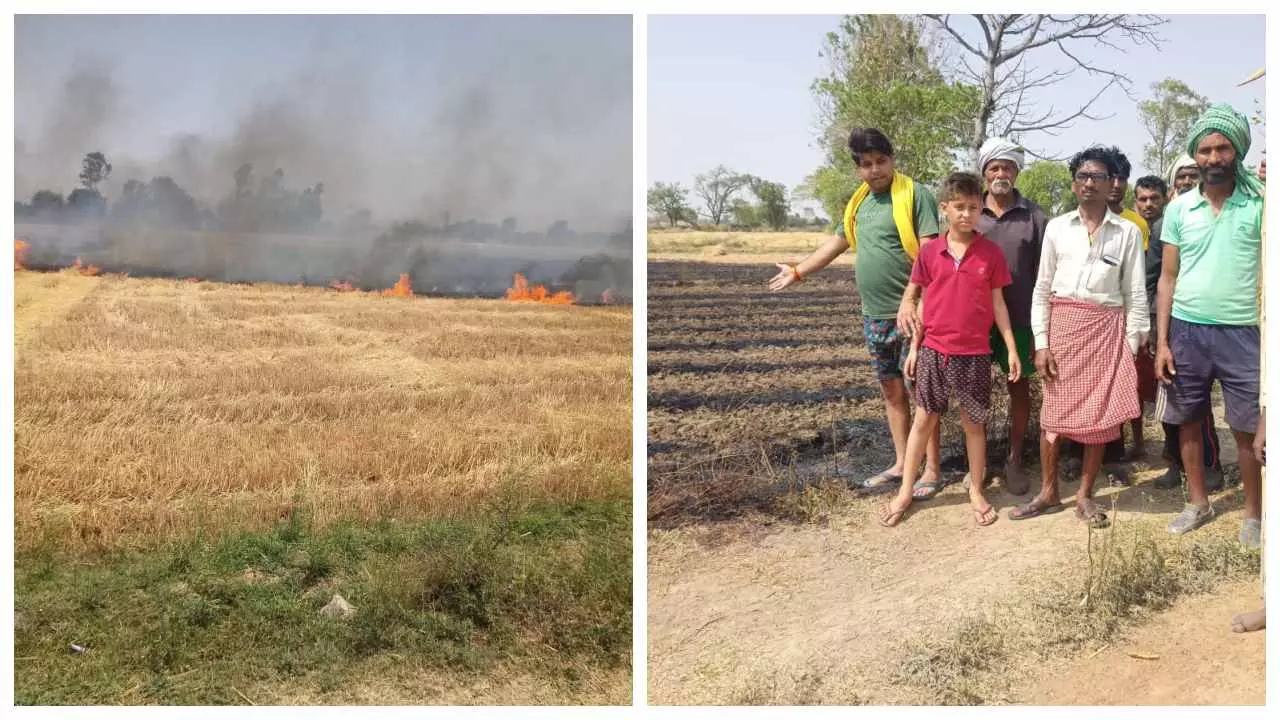 Sonbhadra: आग का तांडव: लपटों ने आधा दर्जन गांवों में मचाया हाहाकार, लाखों की फसल जलकर राख