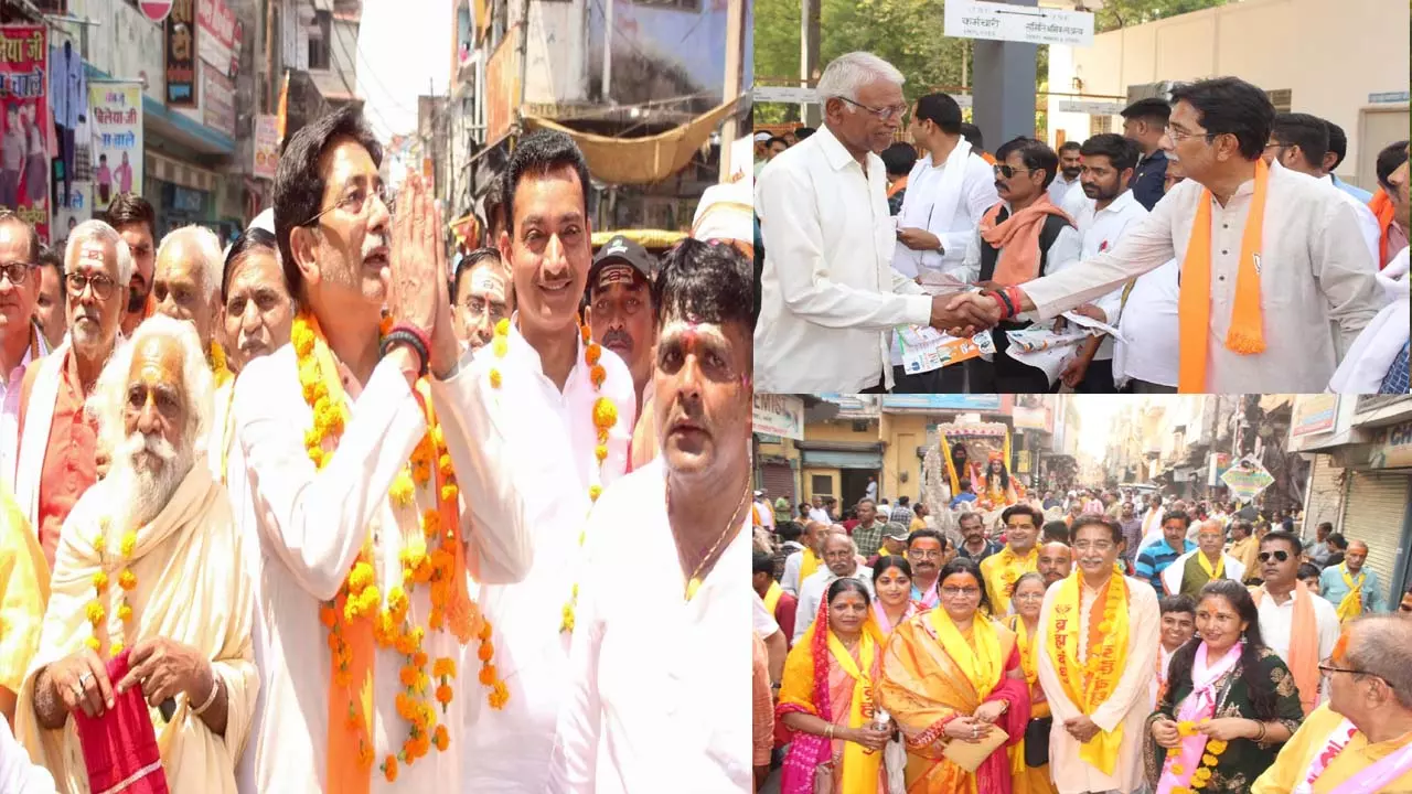 BJP candidate Anurag Sharma participated in Parshuram Shobha Yatra, met railway employees