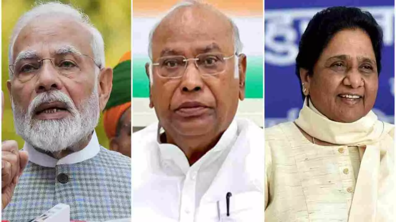 PM Modi , Mallikarjun Kharge, Mayawati