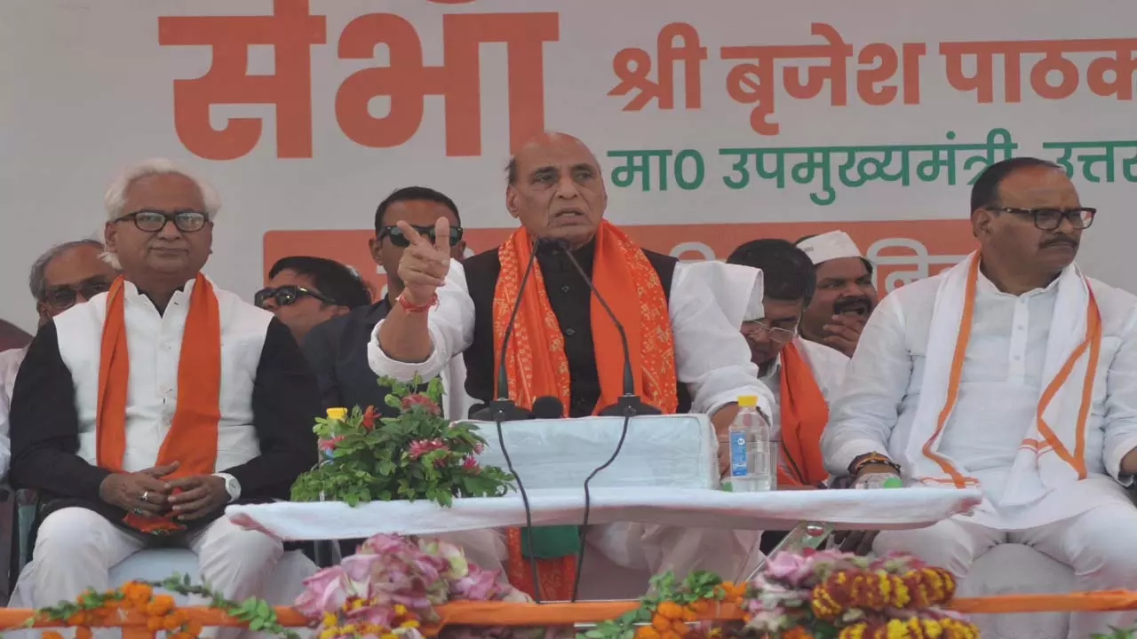 Rajnath Singh targets Congress and SP
