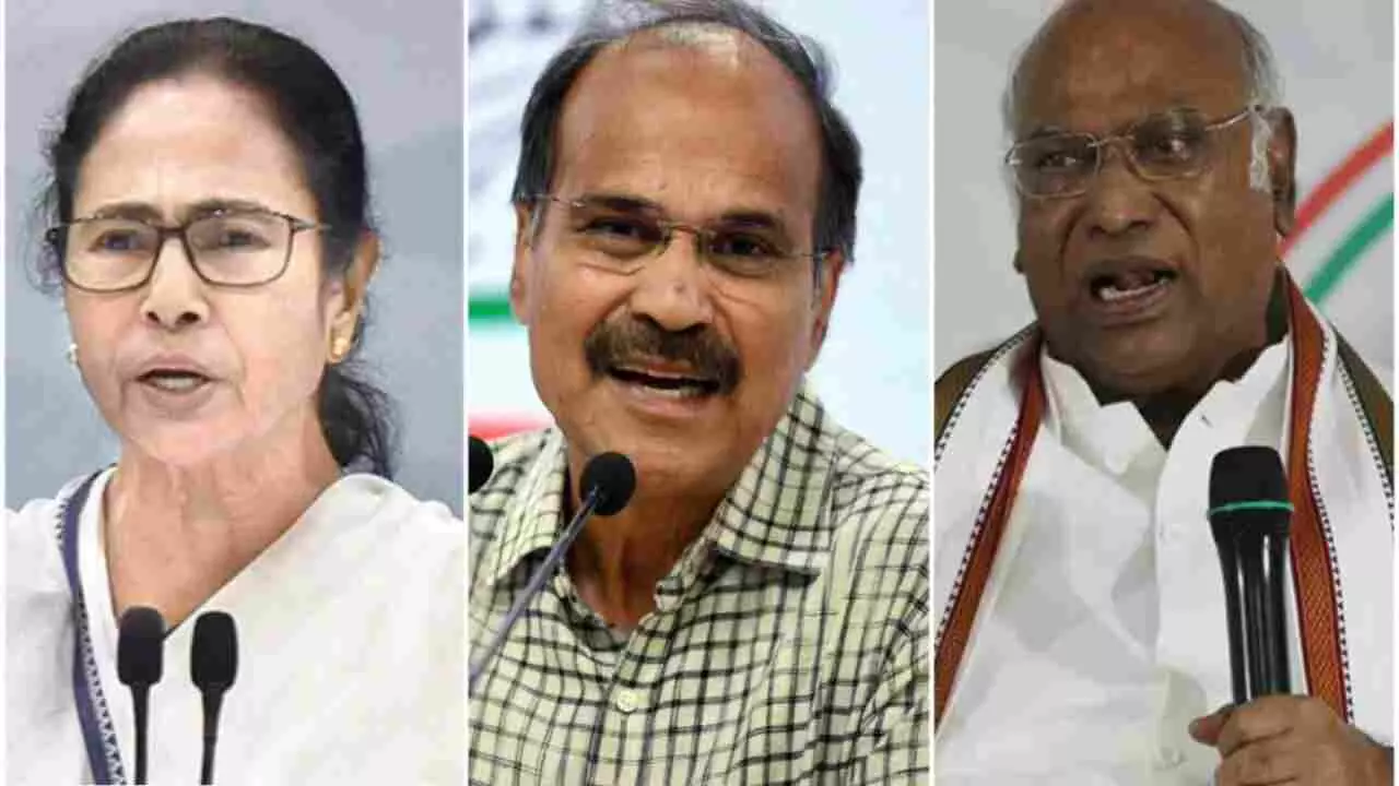 Mamata Banerjee,  Adhir Ranjan , Mallikarjun Kharge