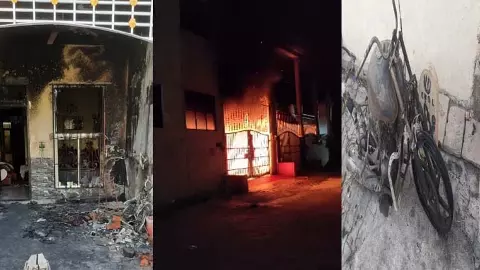 House fire due to short circuit, neighbors saved family members safely
