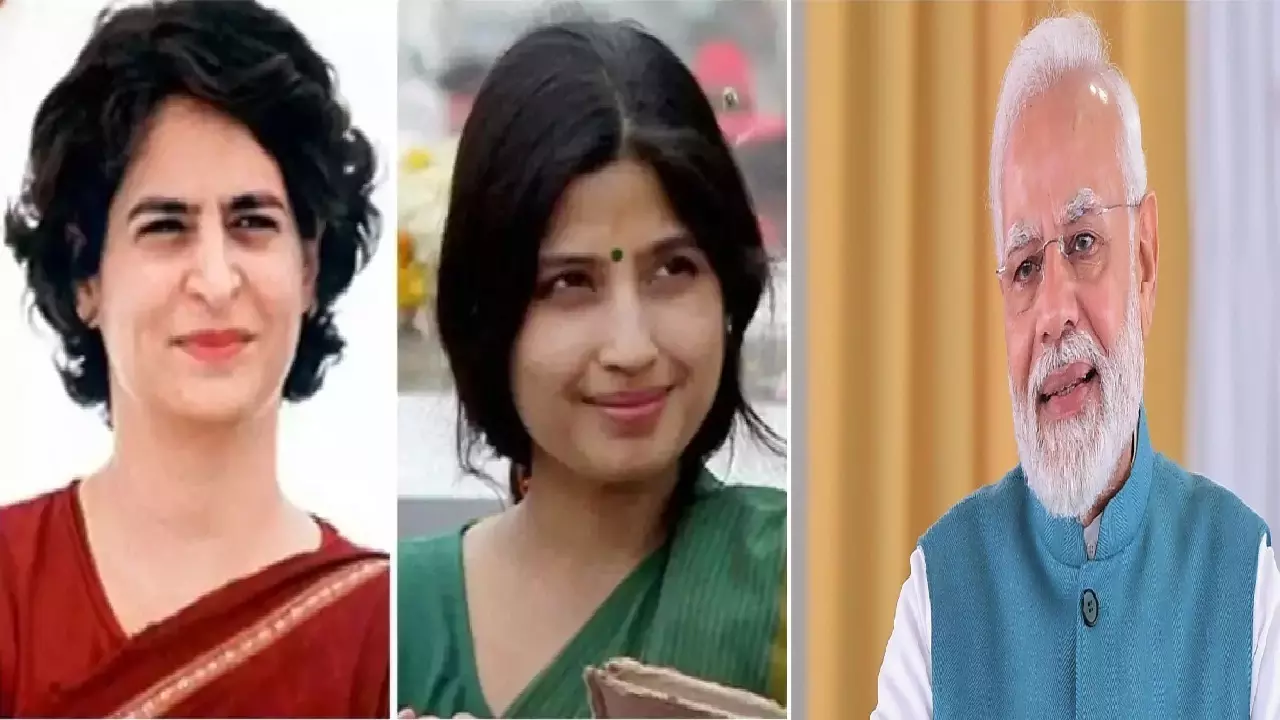 PM Modi,  Dimple yadav and Priyanka Gandhi