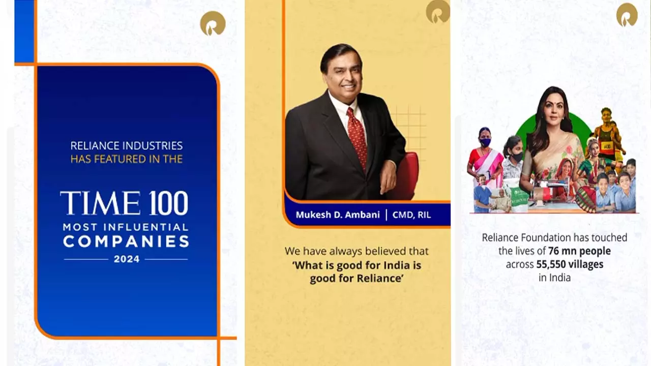 Time Magazine released the list of 100 influential companies in the world, three Indian companies including Reliance included