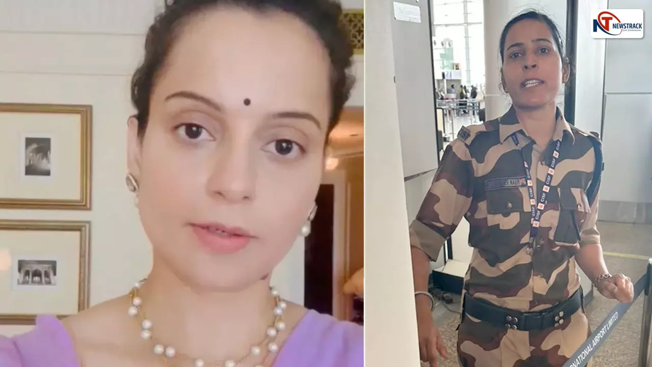 MP Kangana Ranaut (Left), CISF Constable Kulwinder Kaur (Right)