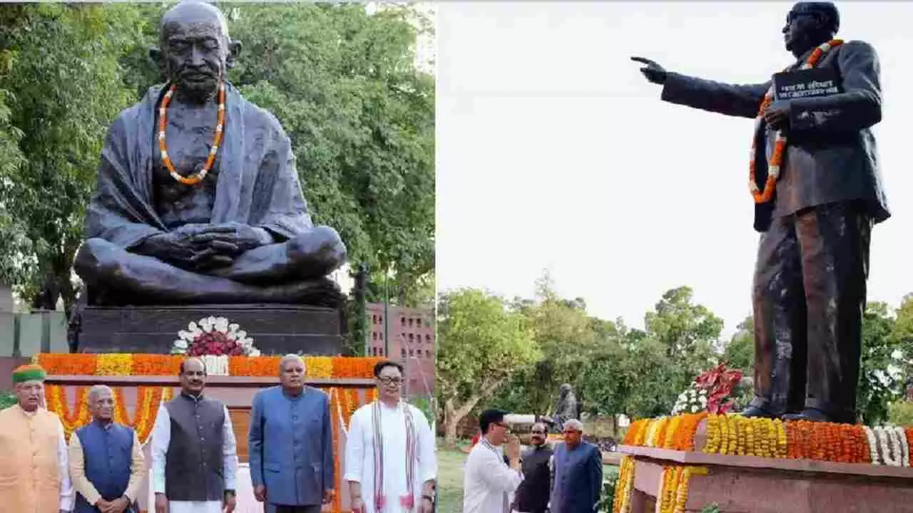 Parliament House: संसद परिसर से गांधी और अम्बेडकर की मूर्तियां हटाने पर क्या है विवाद?