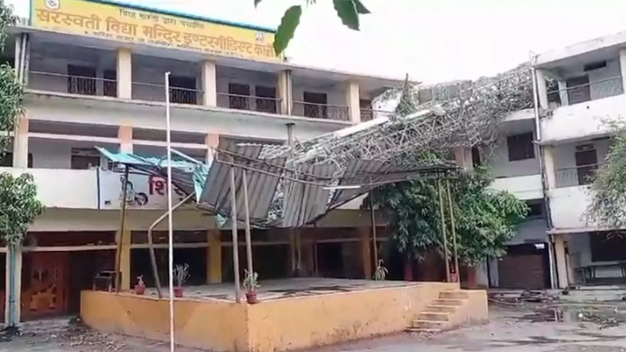 Storm caused massive destruction, BSNL tower fell on school building