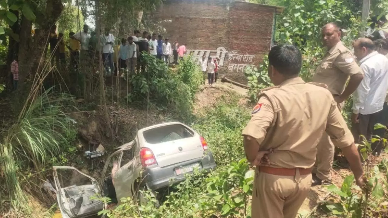 Alto car overturned while saving a bike rider, chaos ensued