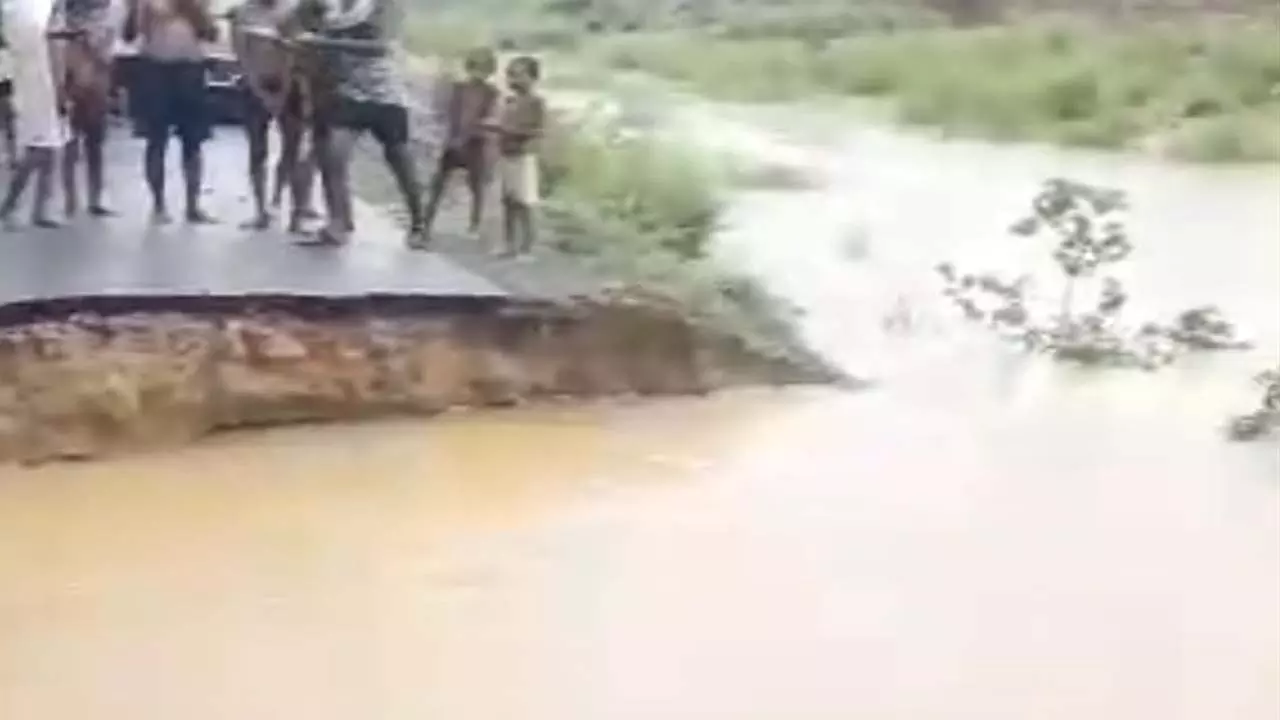 Torrential rains wreaked havoc, paved road swept away in strong water flow, dozens of villages cut off