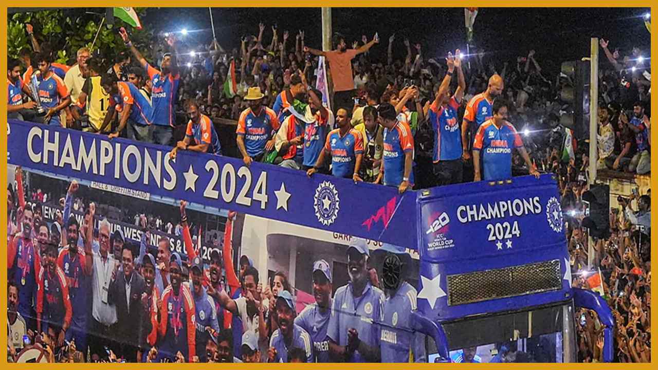 T20 World Cup Victory Parade : टीम इंडिया का किया गया सुपर स्वागत, खिलाड़ियों ने वंदे मातरम् के नारे