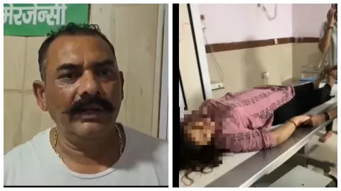 घटना की जानकारी देते पिता व अस्पताल में भर्ती पीड़िता।