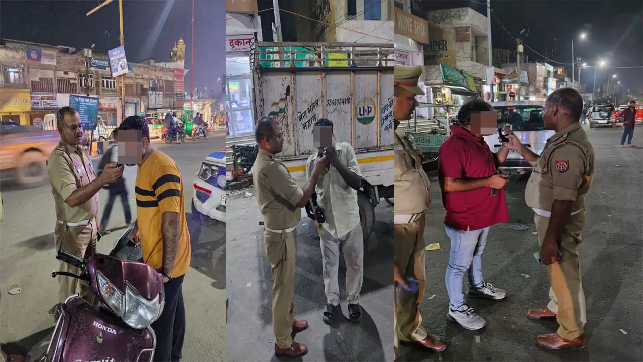 Hapur traffic police conducted checking campaign regarding drunk and drive