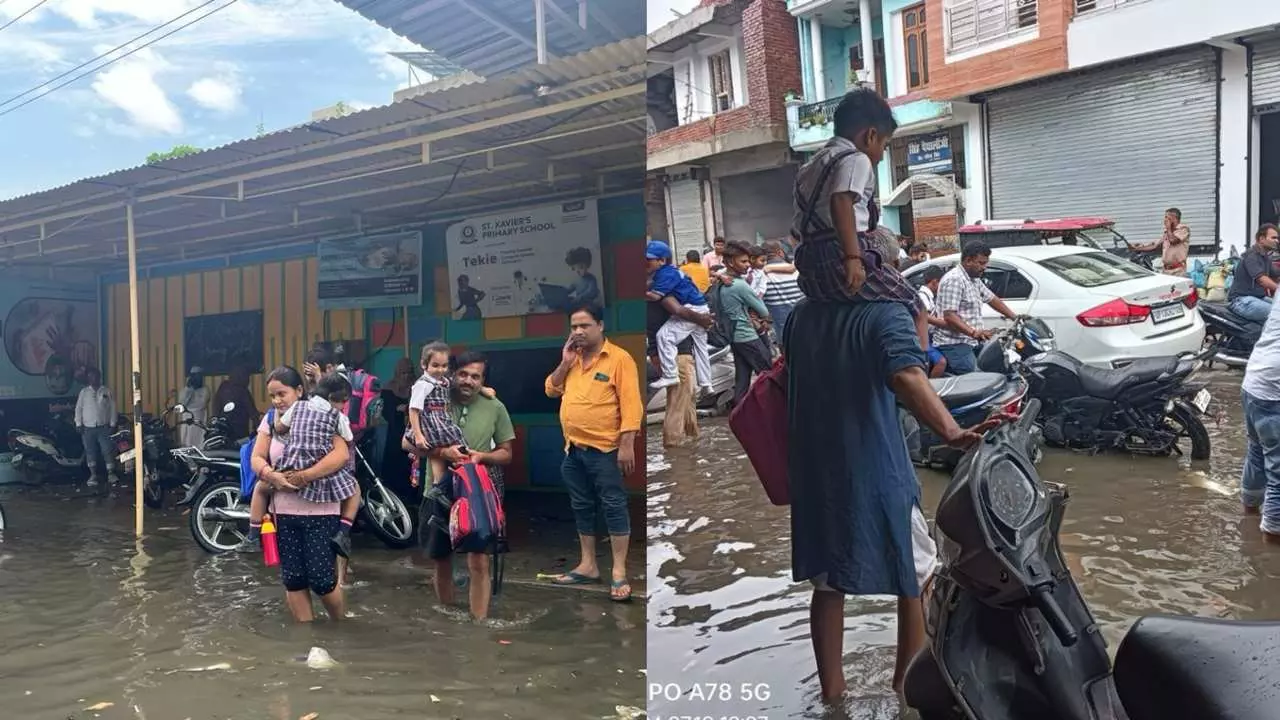 Hardoi News: बारिश में शहर की सड़के बनी तालाब, नगर पालिका की अव्यवस्था का दंश स्कूल के छात्र-छत्राओ ने उठाया