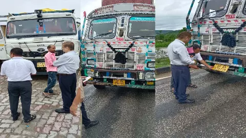 DM came on the road to check overloading, was shocked to see the condition of mineral transportation, reprimanded, 16 vehicles were punished