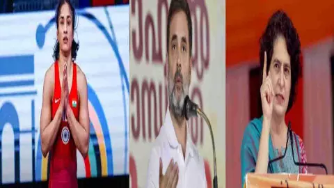 विनेश की जीत पर सियासी बयानबाजी,राहुल-प्रियंका ने दिलाई संघर्षों की याद, ताऊ ने बताया बृजभूषण के मुंह पर तमाचा विनेश की जीत पर सियासी बयानबाजी,राहुल-प्रियंका ने दिलाई संघर्षों की याद, ताऊ ने बताया बृजभूषण के मुंह पर तमाचा