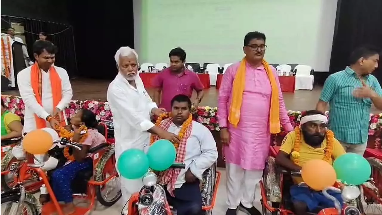 Electronic tricycle distributed to the disabled by ELIMCO organization