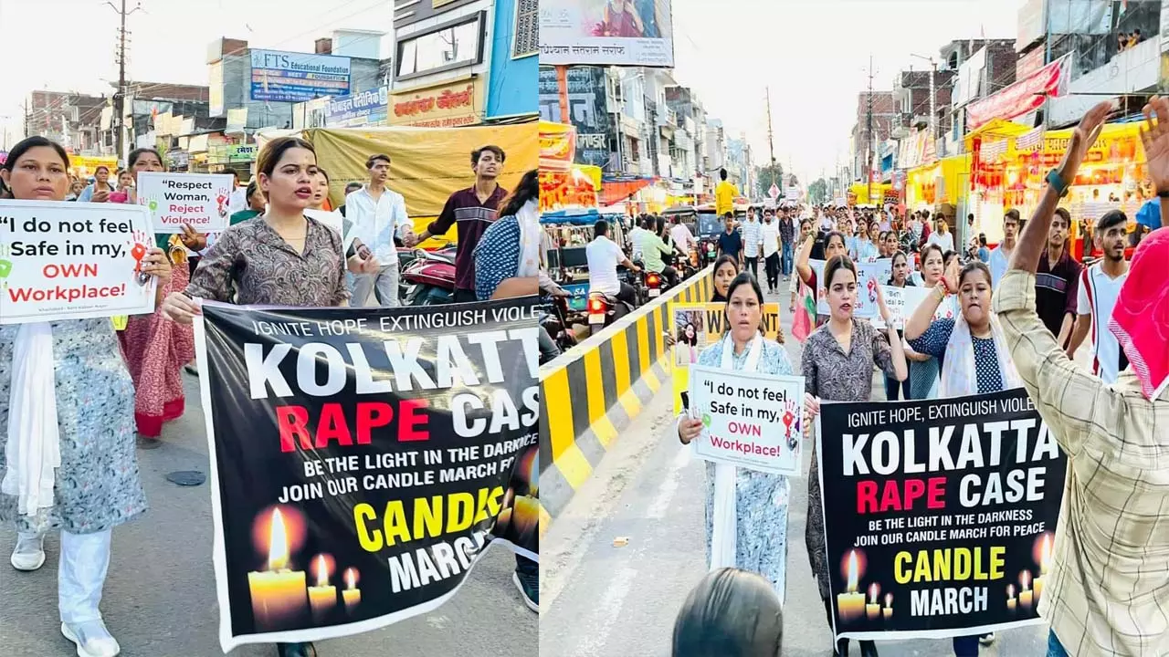 Protest against Kolkata incident Women took out a candle march and said- take an oath to protect all brothers and sisters