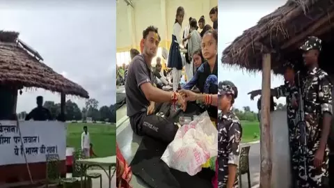 Rakshabandhan festival celebrated on the border , Sisters tied Rakhi on the wrists of their brothers and made them pledge to protect them Rakshabandhan festival celebrated on the border , Sisters tied Rakhi on the wrists of their brothers and made them pledge to protect them