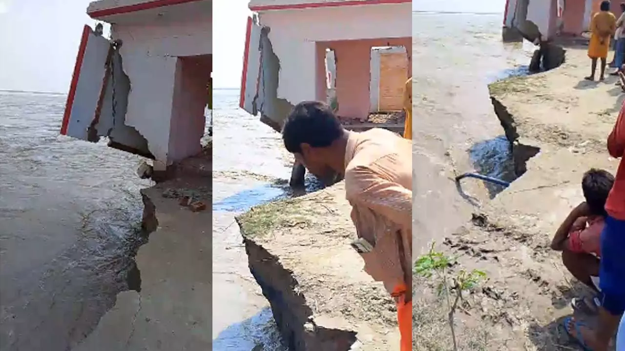 Saryu river swallowed a government school in Barabanki, Uttar Pradesh