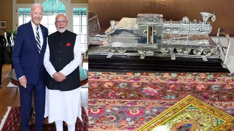 PM Modi congratulated Joe Biden Gifted a model of train made of silver, Pashmina shawl to First Lady PM Modi congratulated Joe Biden Gifted a model of train made of silver, Pashmina shawl to First Lady