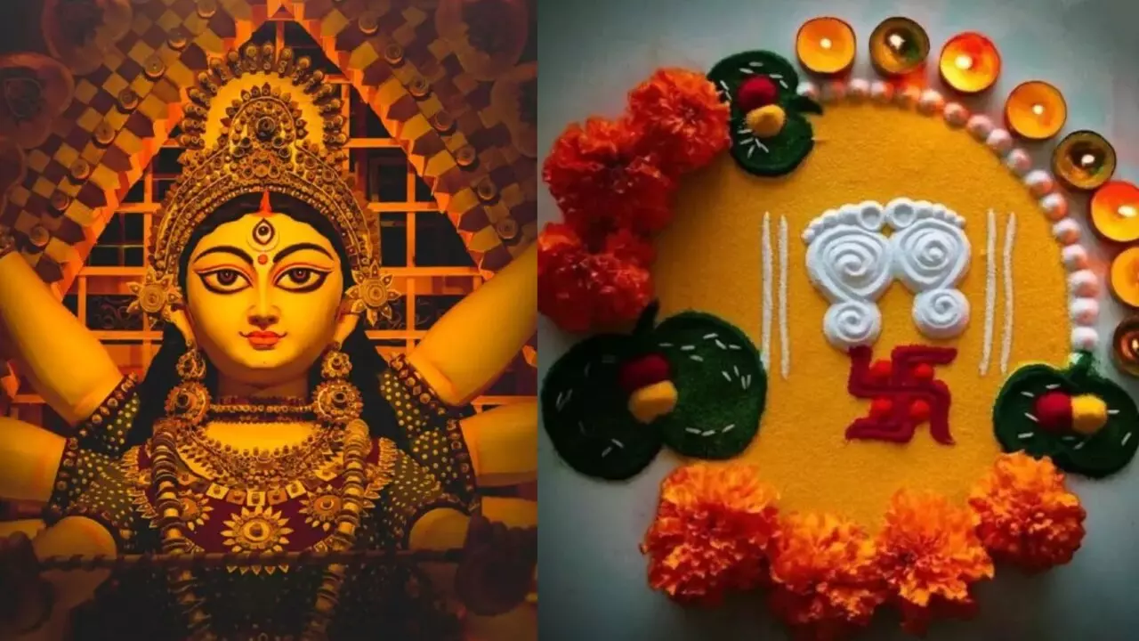 Navratri Rangoli Designs: नवरात्रि पर इन रंगोली डिजाइन्स से सजाएं घर, माता रानी होंगी प्रसन्न