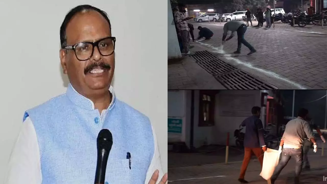 Lime on the roadside Uttar Pradesh Deputy Chief Minister Brajesh Pathak got angry due to the addition of lime