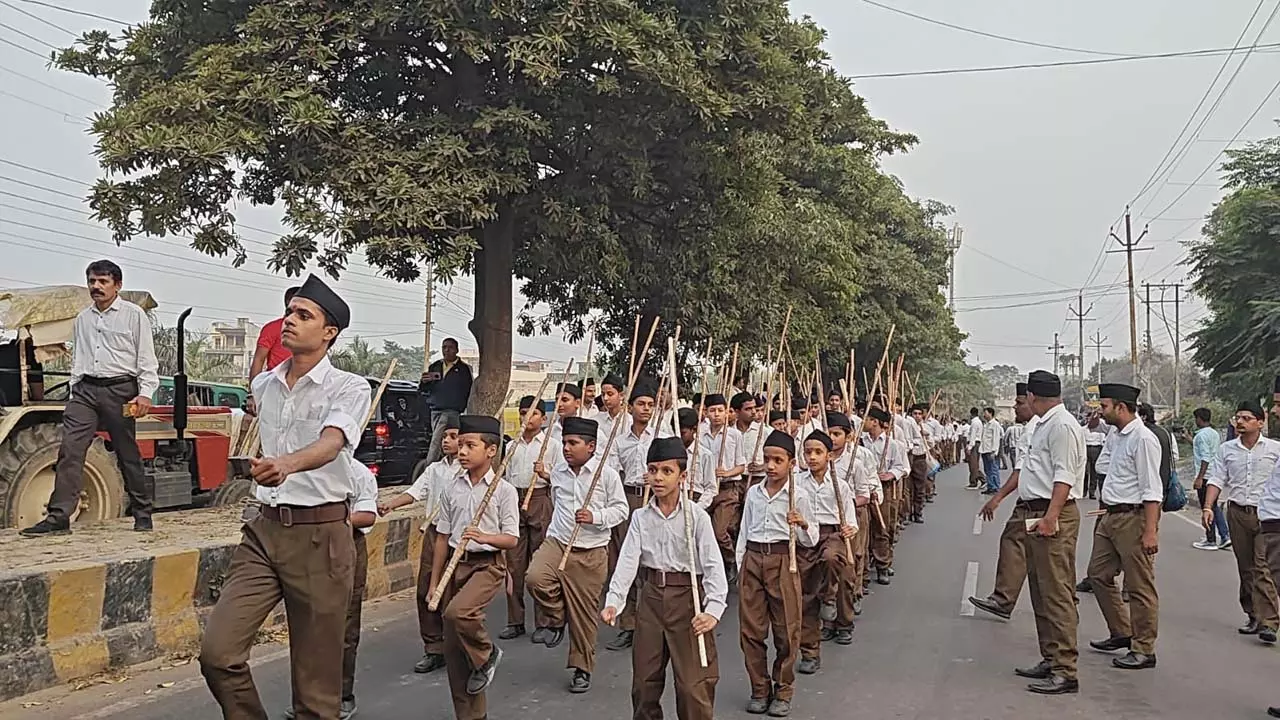 Rashtriya Swayamsevak Sangh took out Bal Path Sanchalan from three different places in Lucknow on Sunday