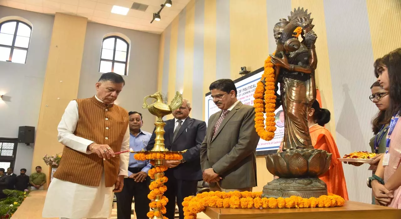 Assembly Speaker Satish Mahana on the occasion of Constitution Day at Lucknow University