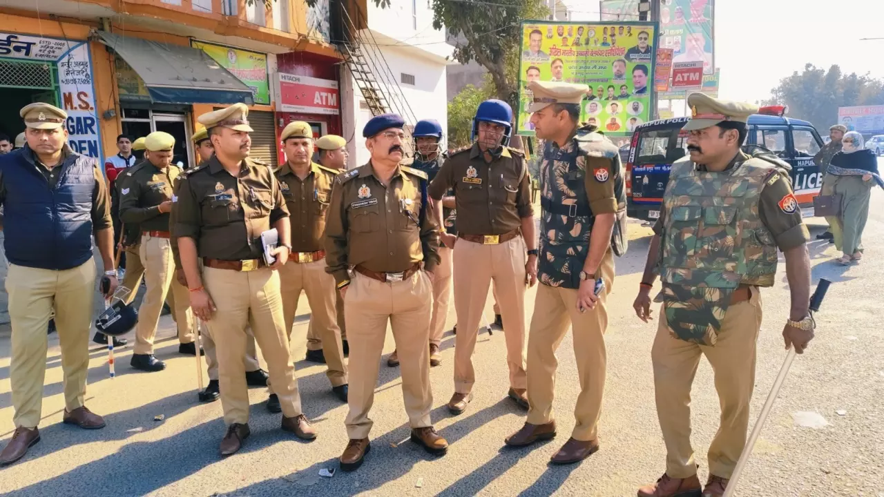 Sambhal Main Hinsa ki khabar Hapur police alert to conduct Friday prayers