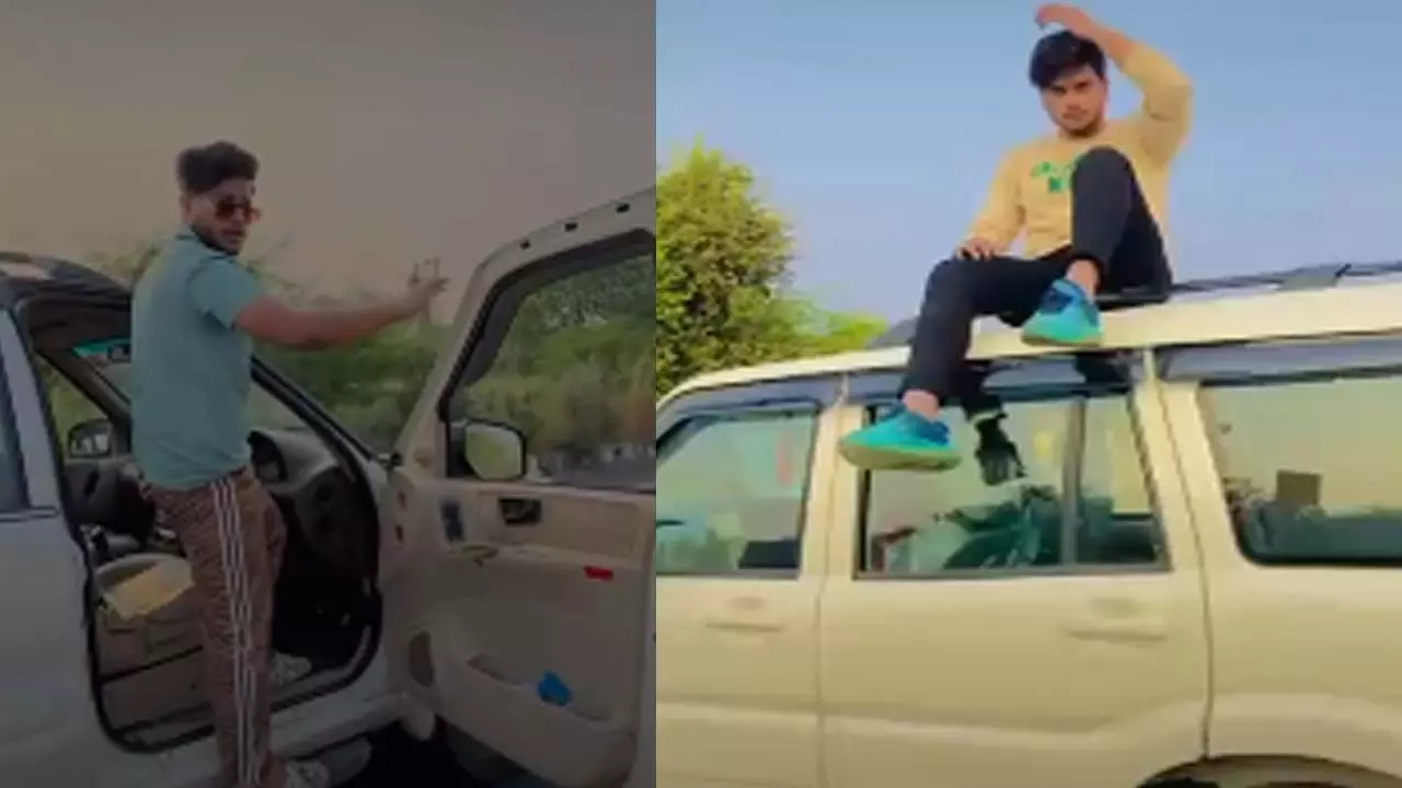 Youth showing stunt on car cut by police