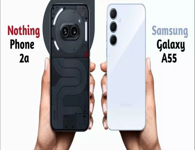 Samsung Galaxy A55 vs Nothing Phone 2 (Credit: Social Media)