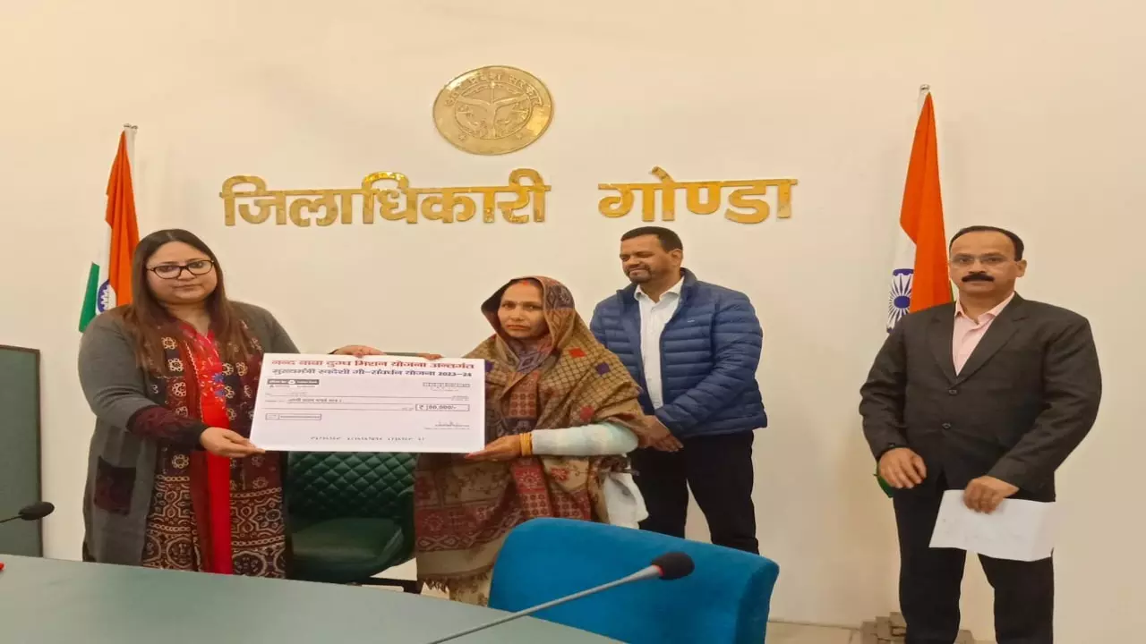 DM handed over 80 thousand rupees cheques