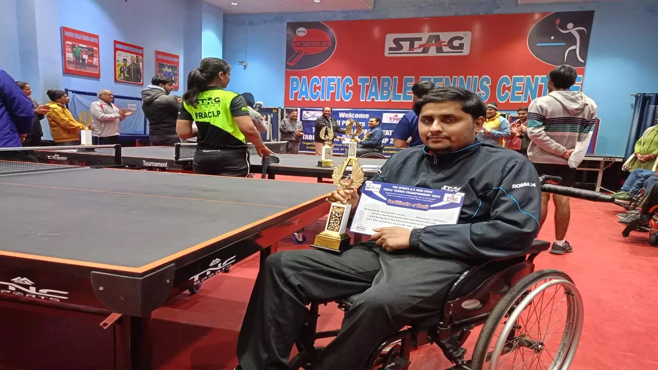 Uttar Pradeshs best player Harshvardhan wins silver medal in Para State Table Tennis Championship