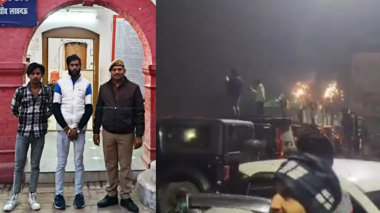 birthday celabration on road in madiyaon lucknow police arrest 2 accused after video viral