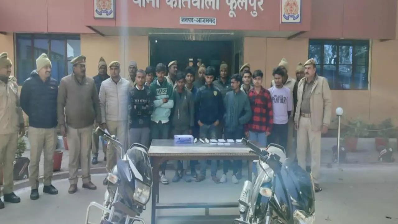 Ten accused arrested with two stolen motorcycles