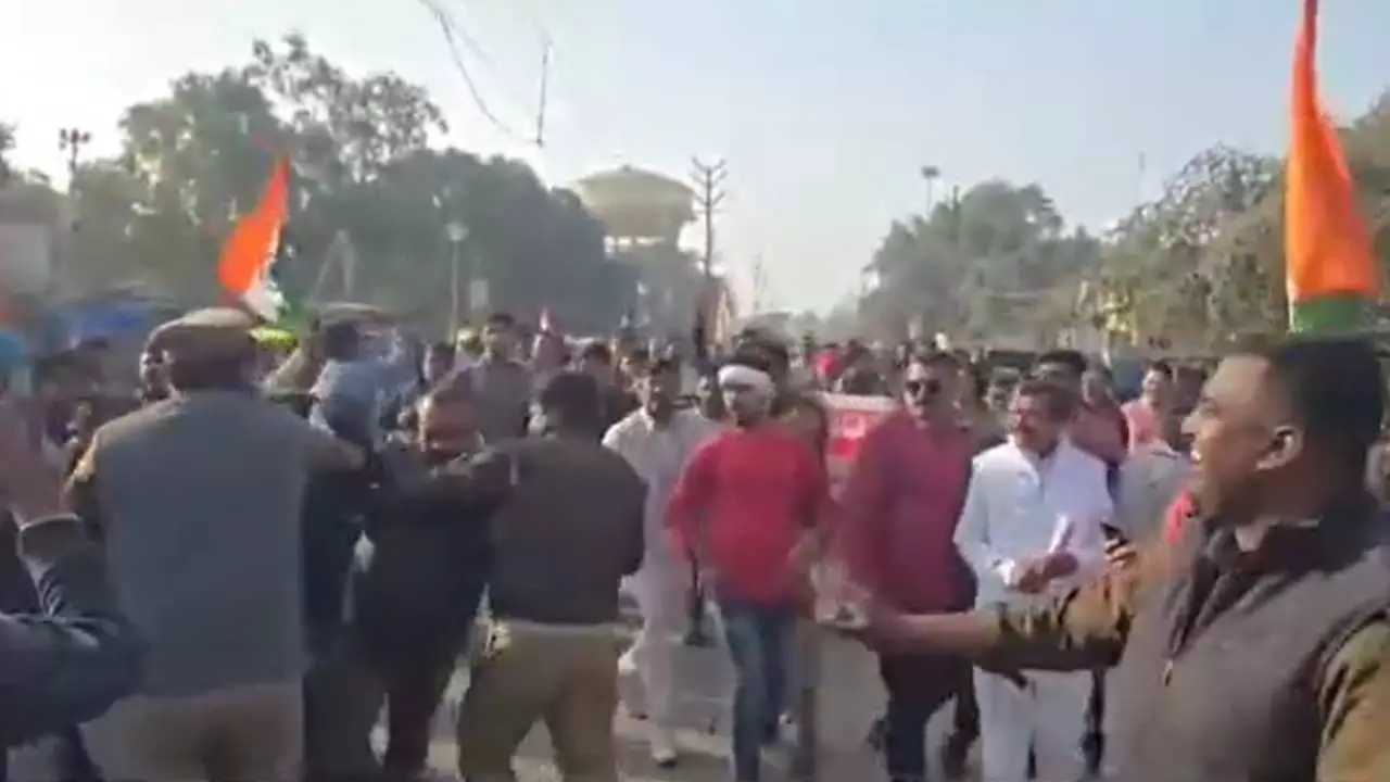 Clash between Public and Police Regarding Construction of Six Lane Road in Mughalsarai