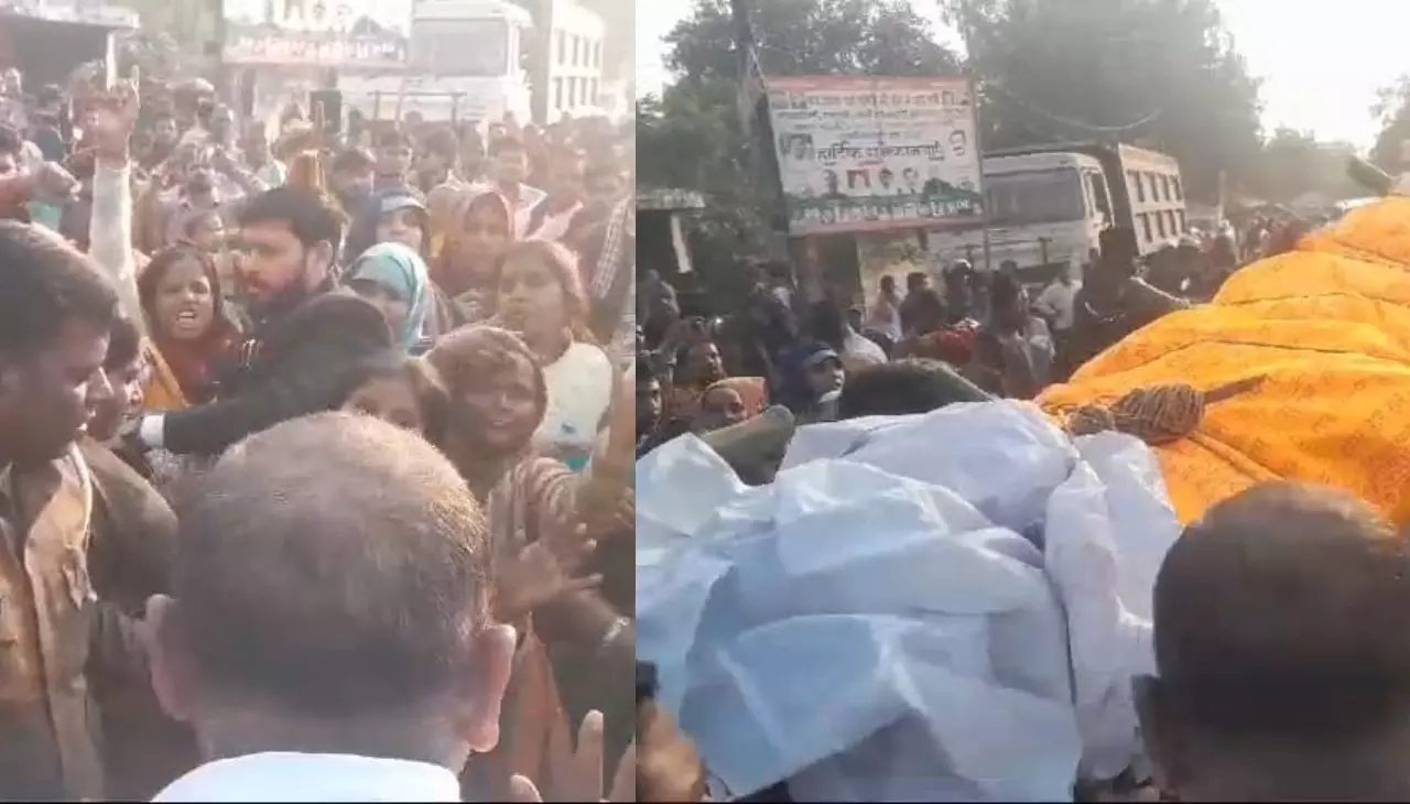 Family kept dead body on road in krishna nagar  demand action from lucknow police