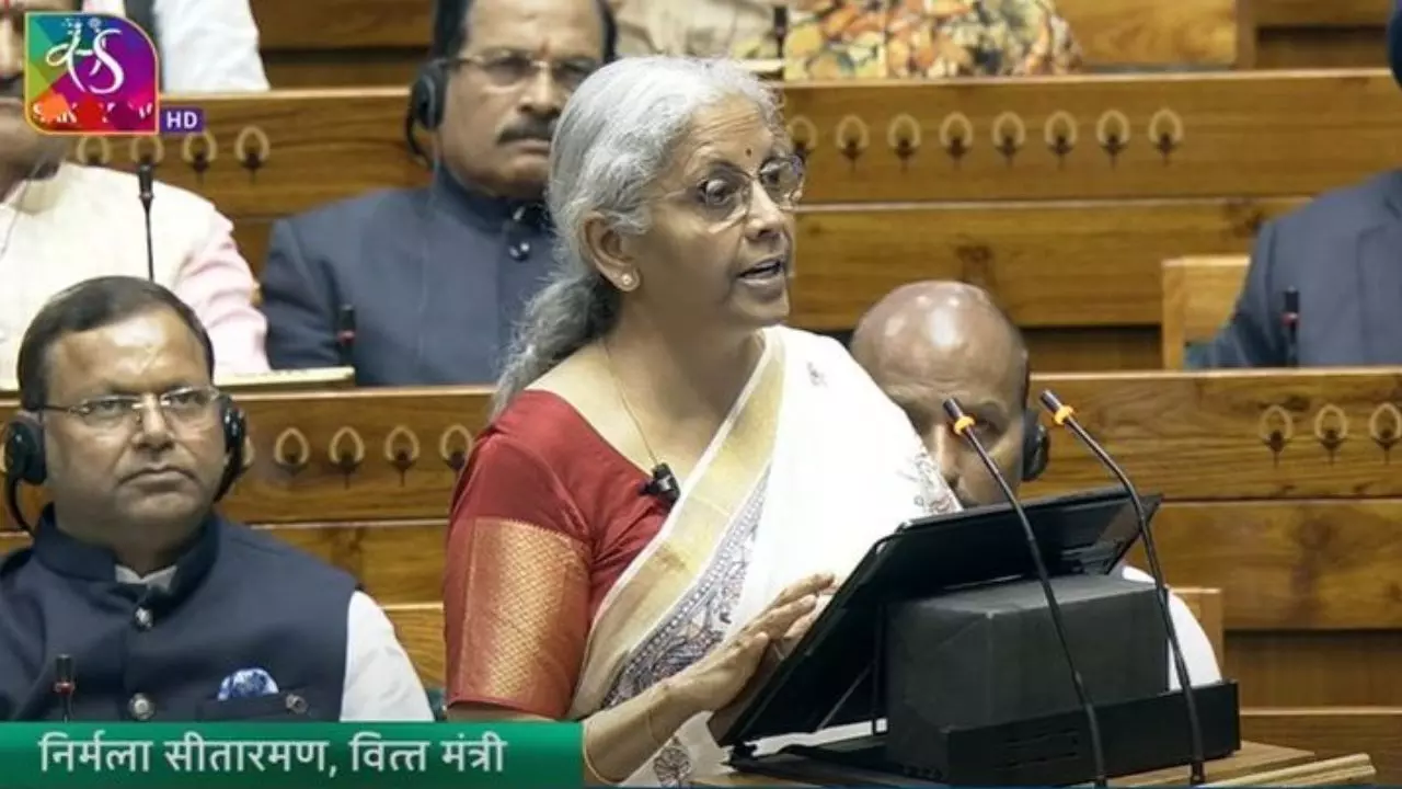 Nirmala Sitharaman presenting Budget in Parliament